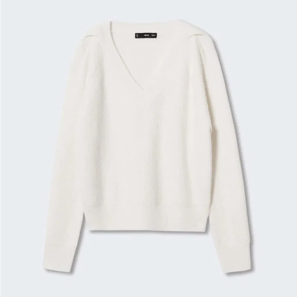 Mango V-Neck Sweater - Cream